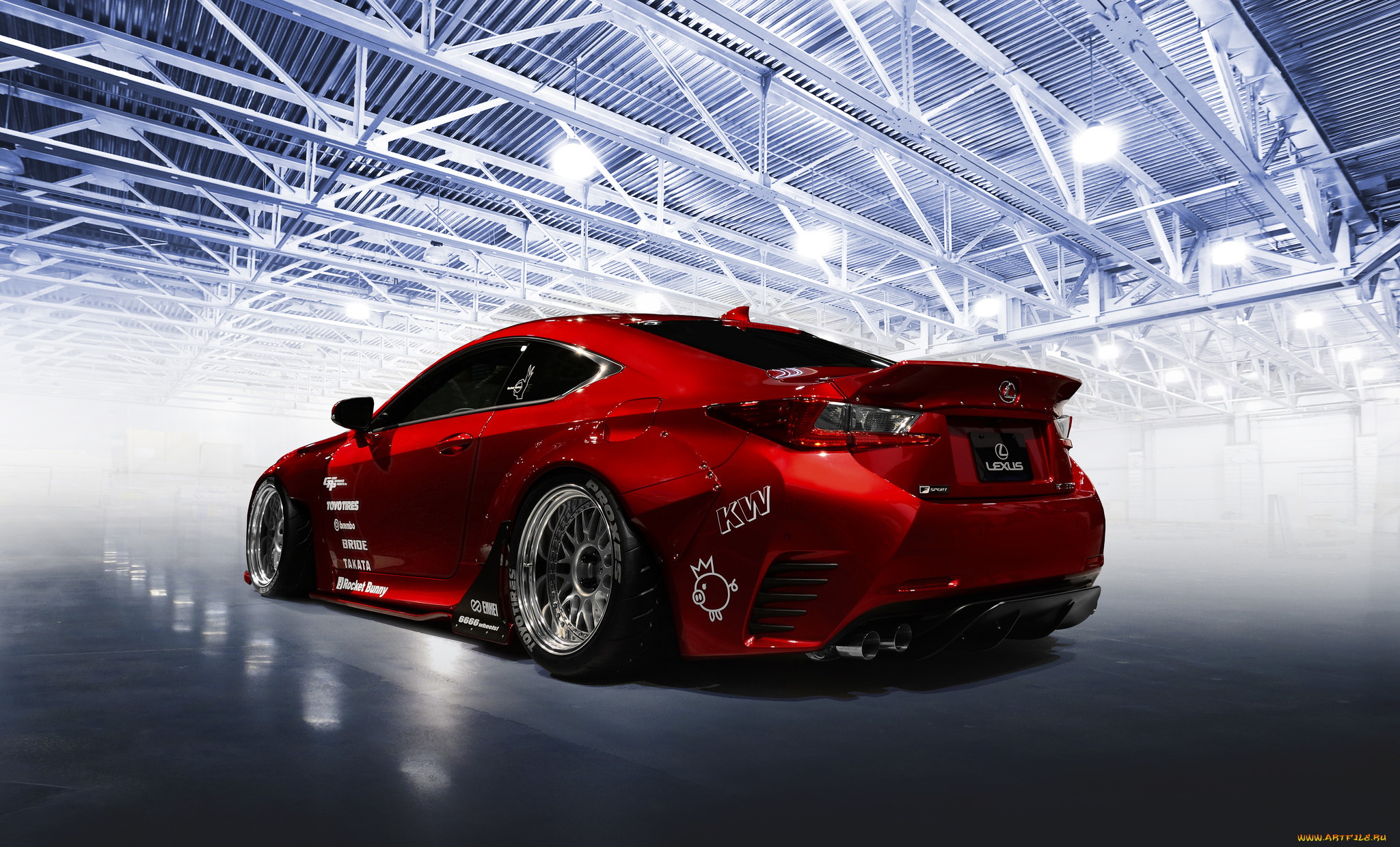 , lexus, car, rocket, bunny, red, rc-f, tuning